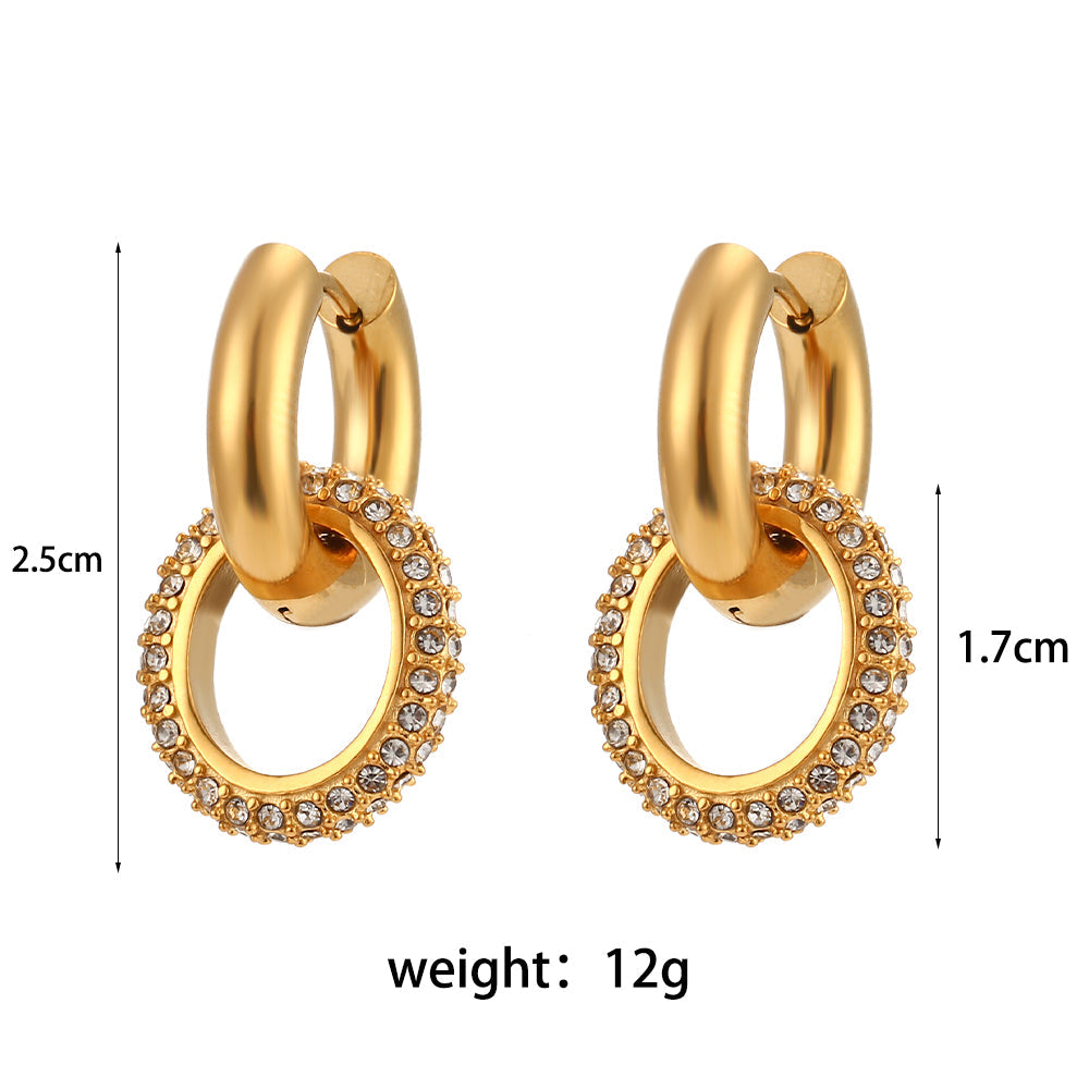 Studded Zircon Interlock Earrings