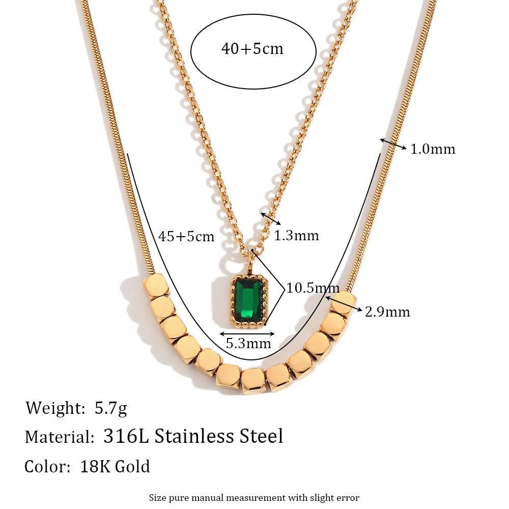 Double Layered Emerald Necklace