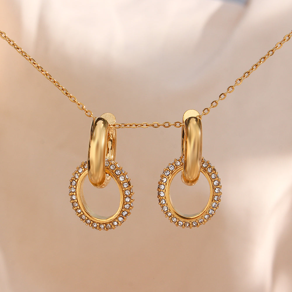 Studded Zircon Interlock Earrings