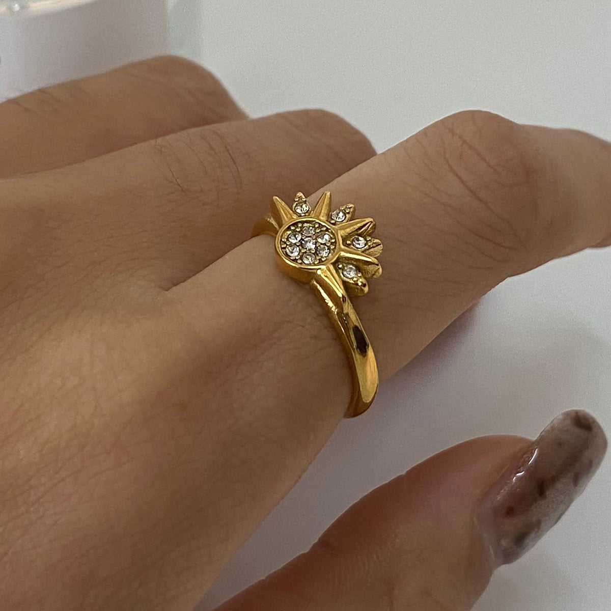 Celestial Sparkling Sun Ring