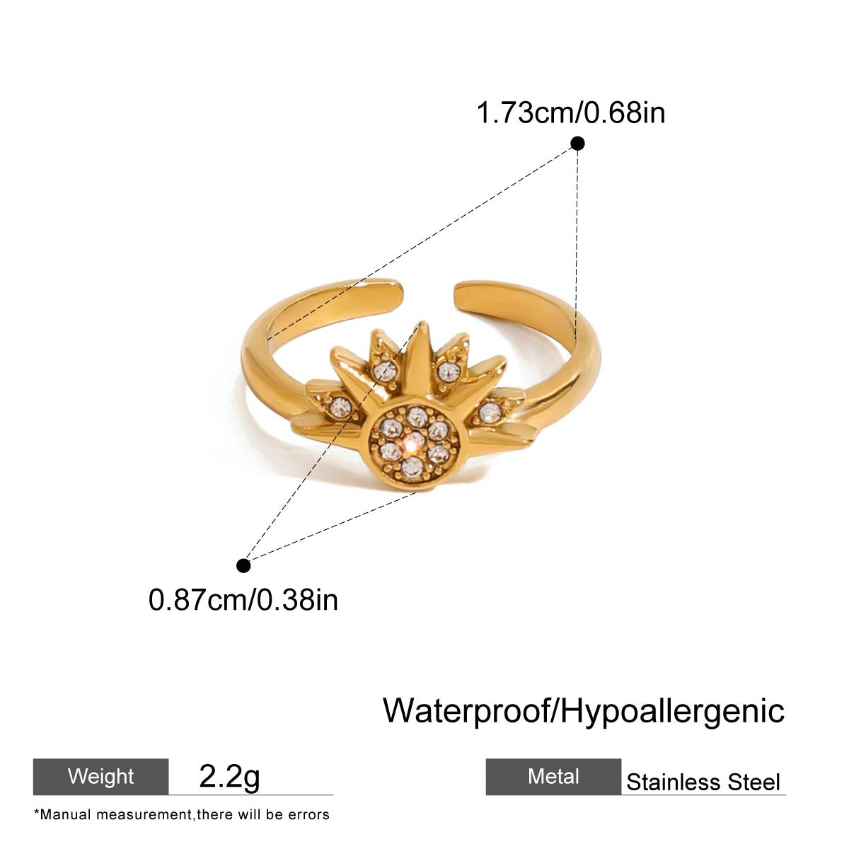 Celestial Sparkling Sun Ring