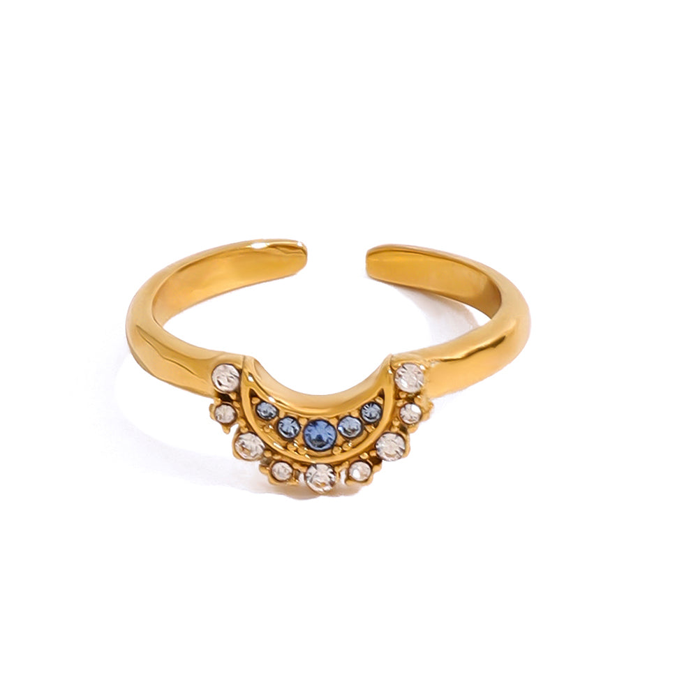Celestial Sparkling Moon Ring