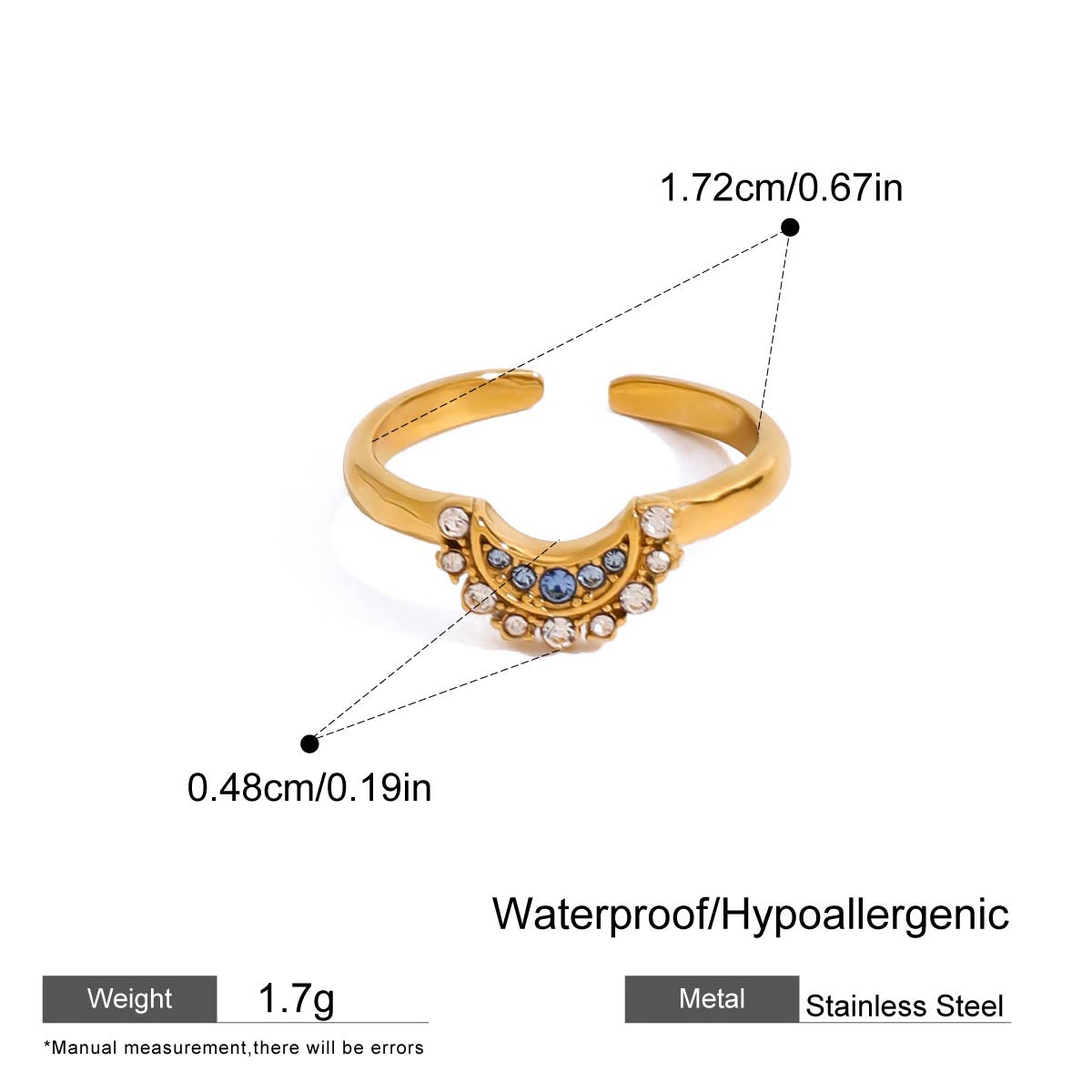Celestial Sparkling Moon Ring