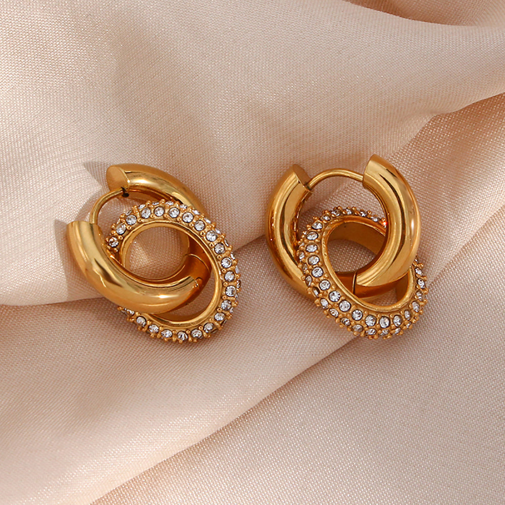 Studded Zircon Interlock Earrings