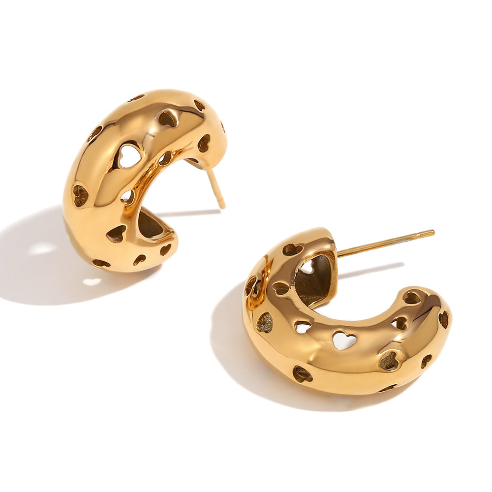 Hollow Love Hoops Earrings