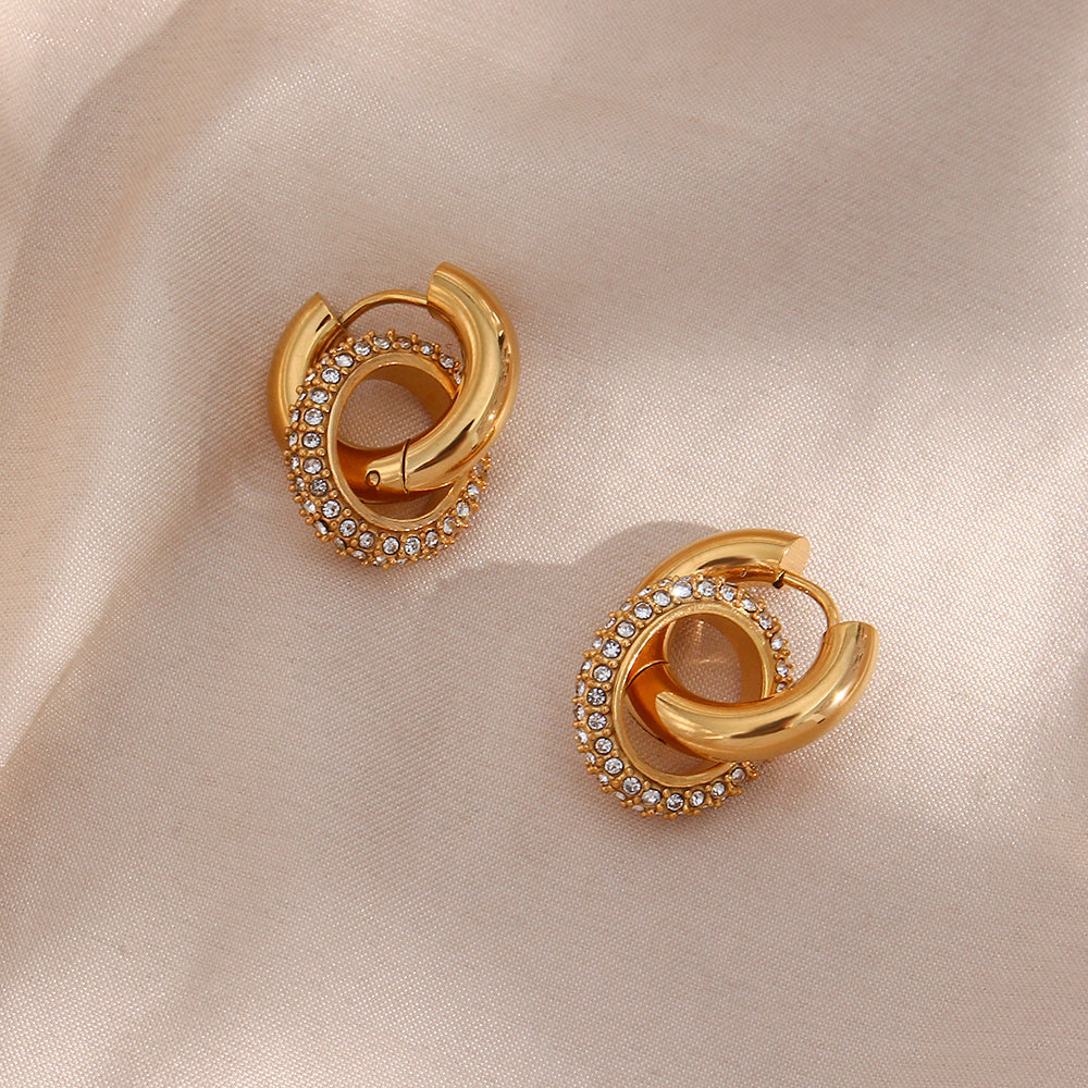 Studded Zircon Interlock Earrings