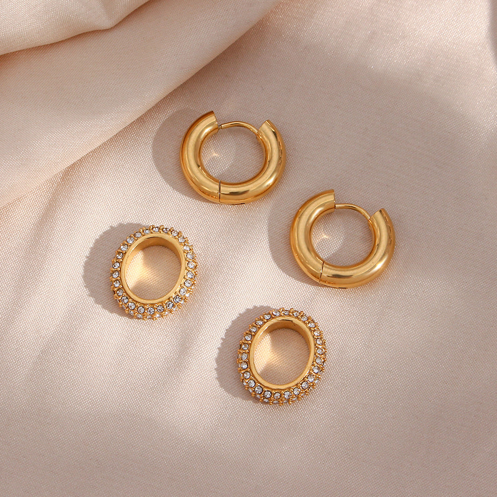Studded Zircon Interlock Earrings