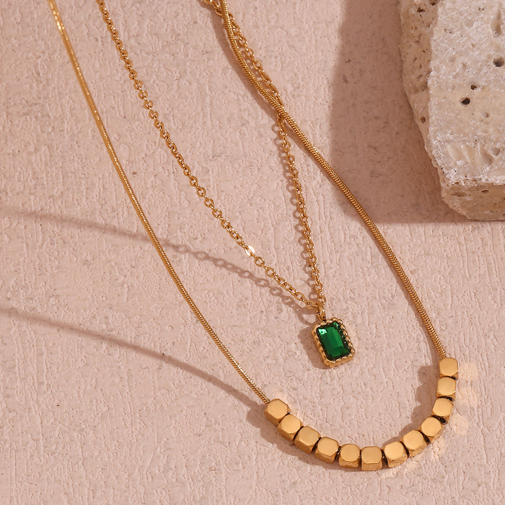 Double Layered Emerald Necklace