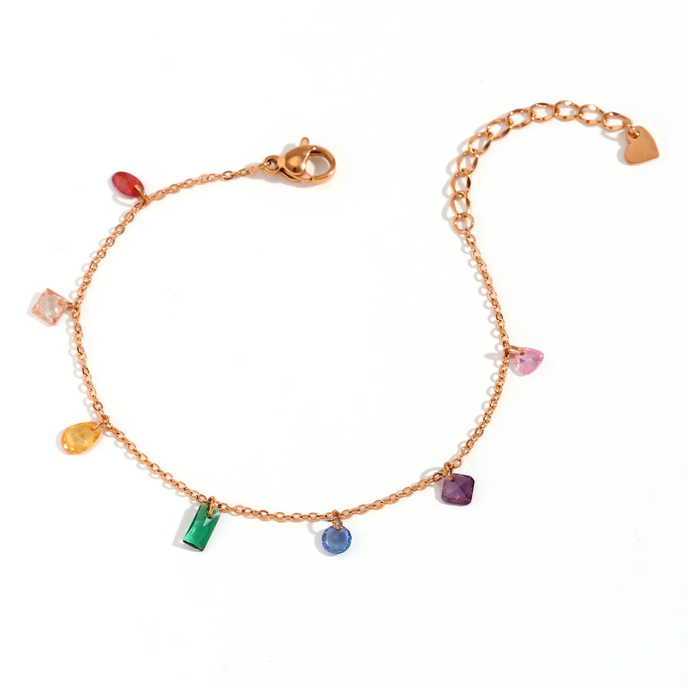 Eternal Rainbow Gemstone Charms Bracelet