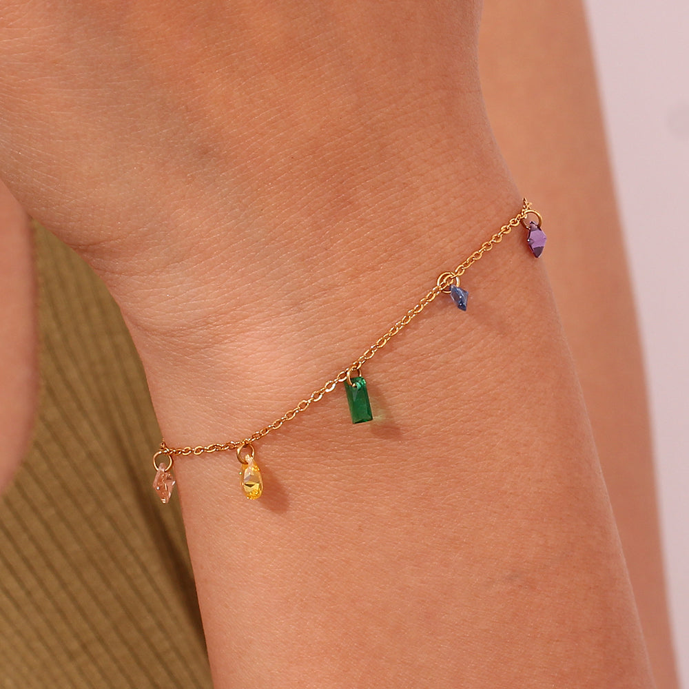 Eternal Rainbow Gemstone Charms Bracelet