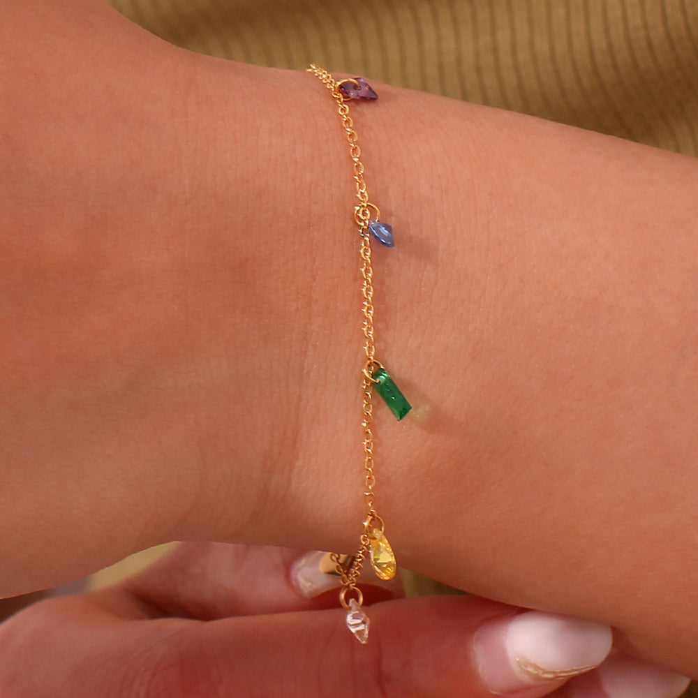 Eternal Rainbow Gemstone Charms Bracelet