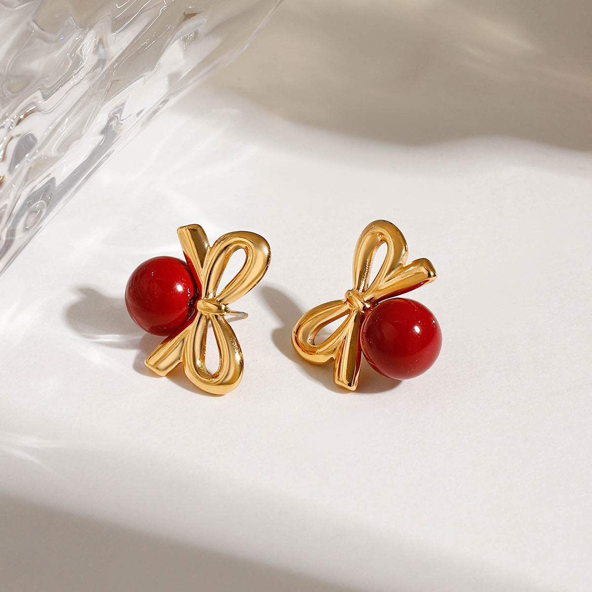 Ruby Bow Earrings