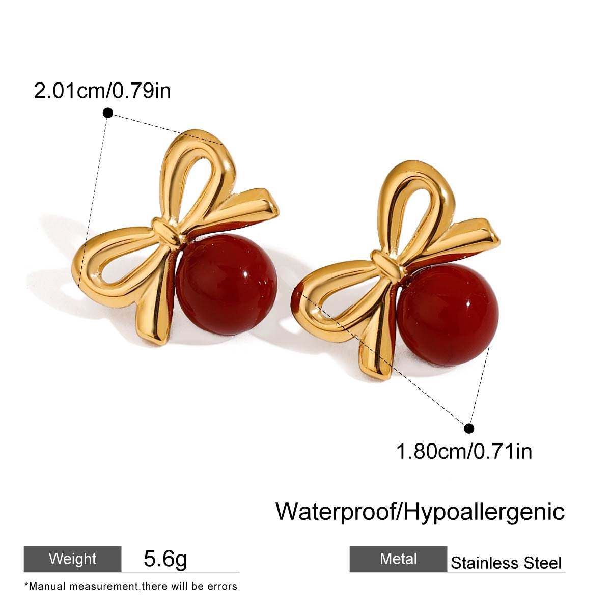 Ruby Bow Earrings