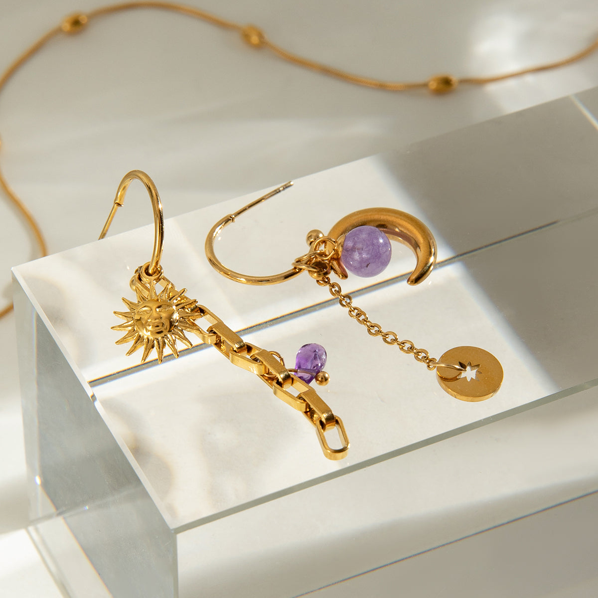 Mystic Moon & Sun Drop Earrings