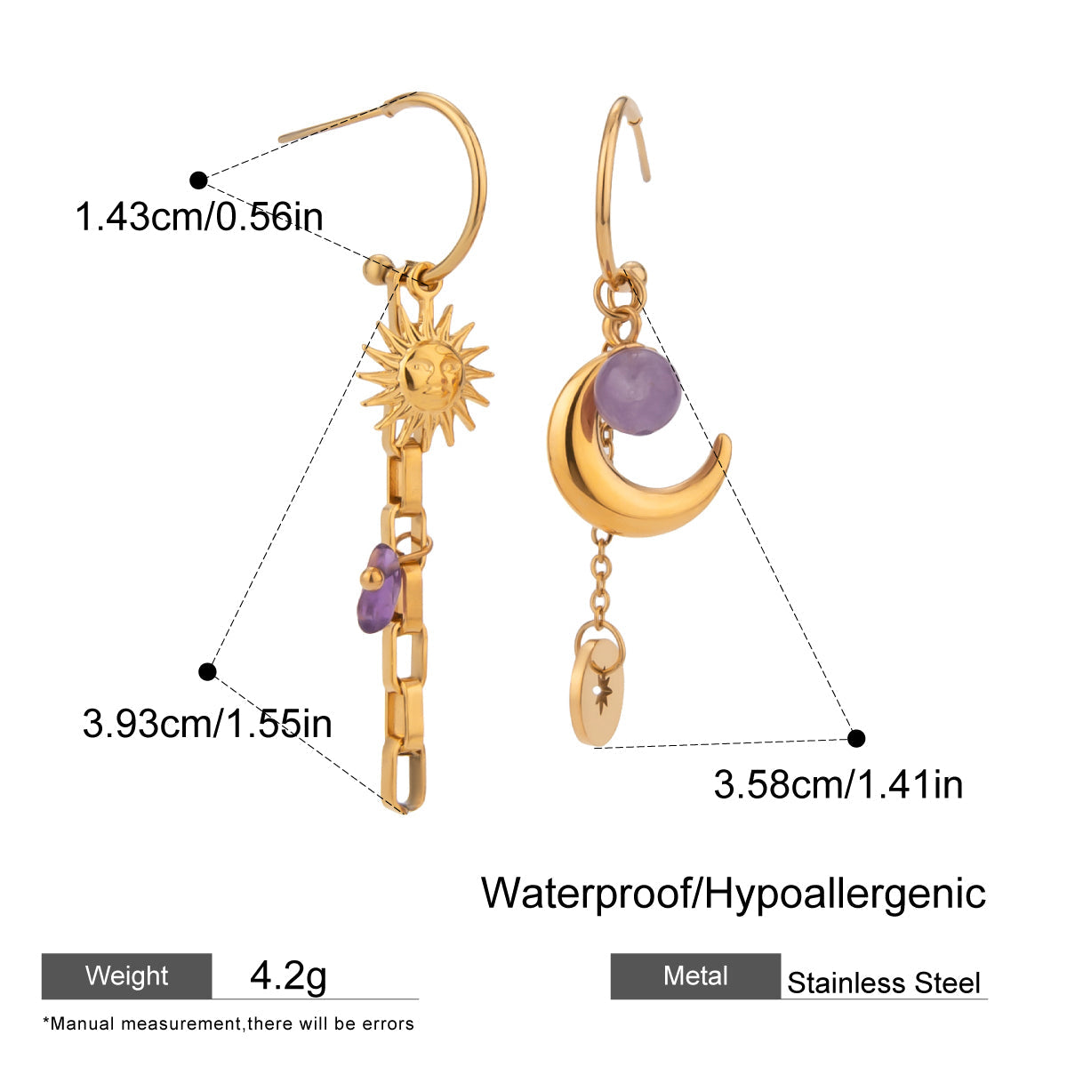 Mystic Moon & Sun Drop Earrings