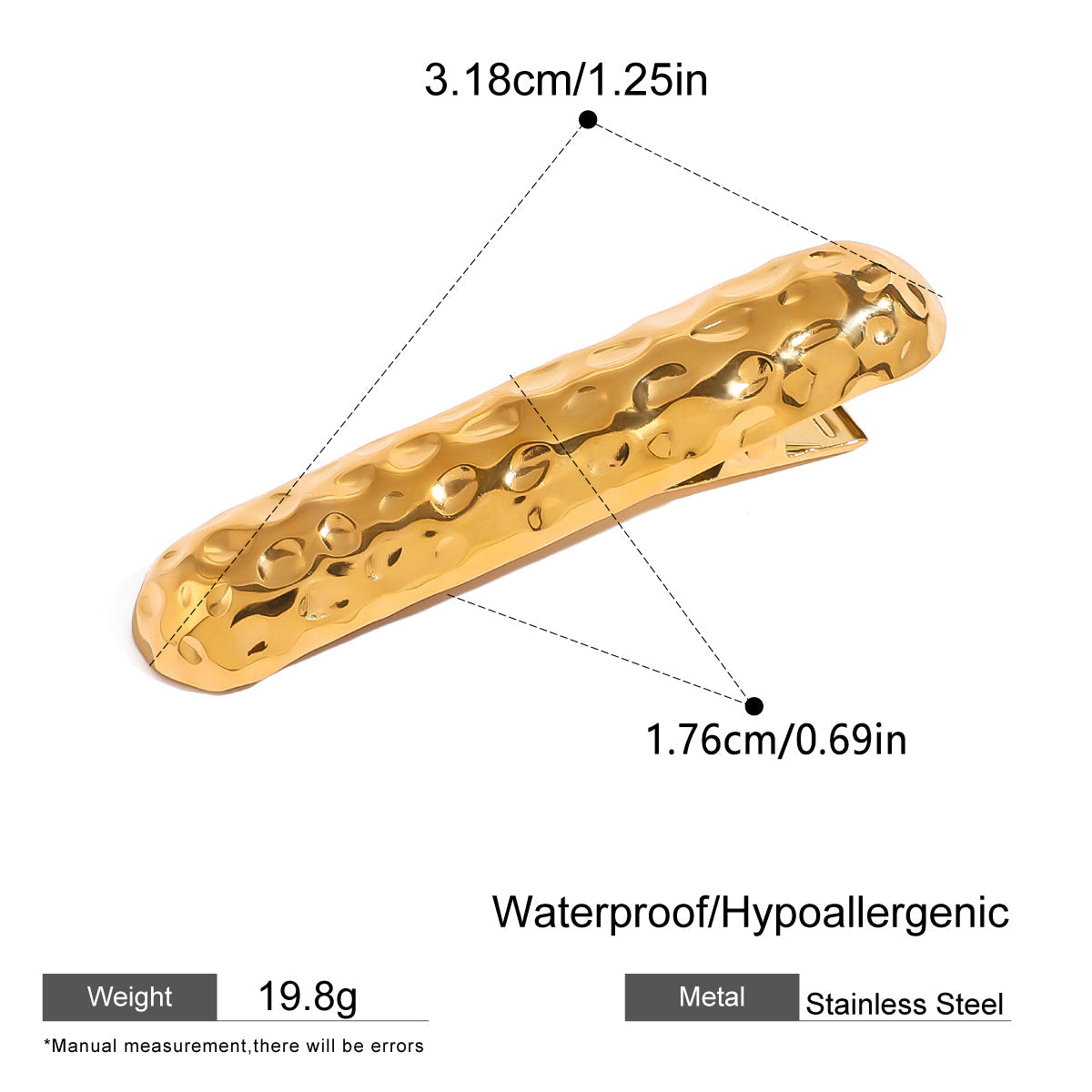 Hammered Bar Hair Clip
