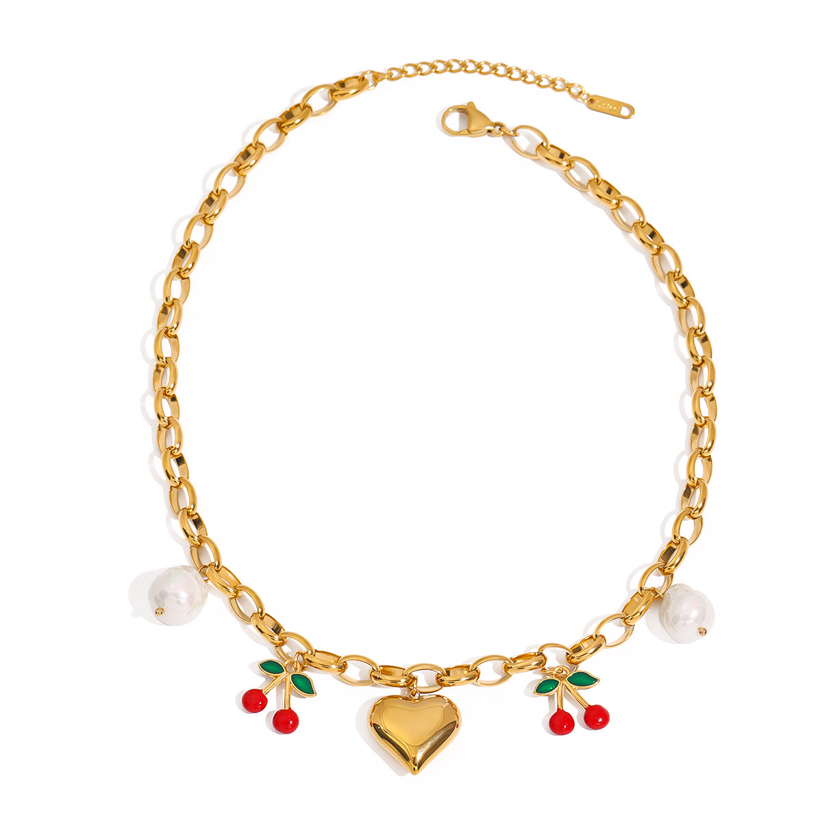 Heart of Pearls & Cherries Necklace