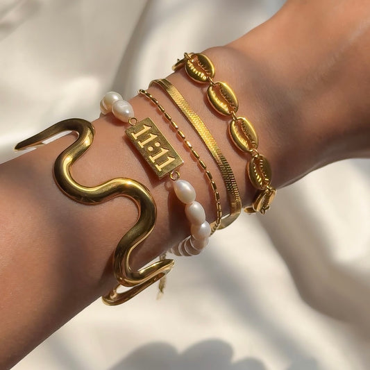 Golden Manifest Bracelet Stack